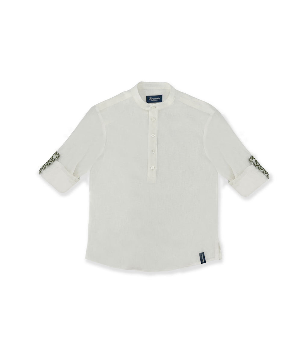 La Stupenderia WHITE LINEN POLO SHIRT