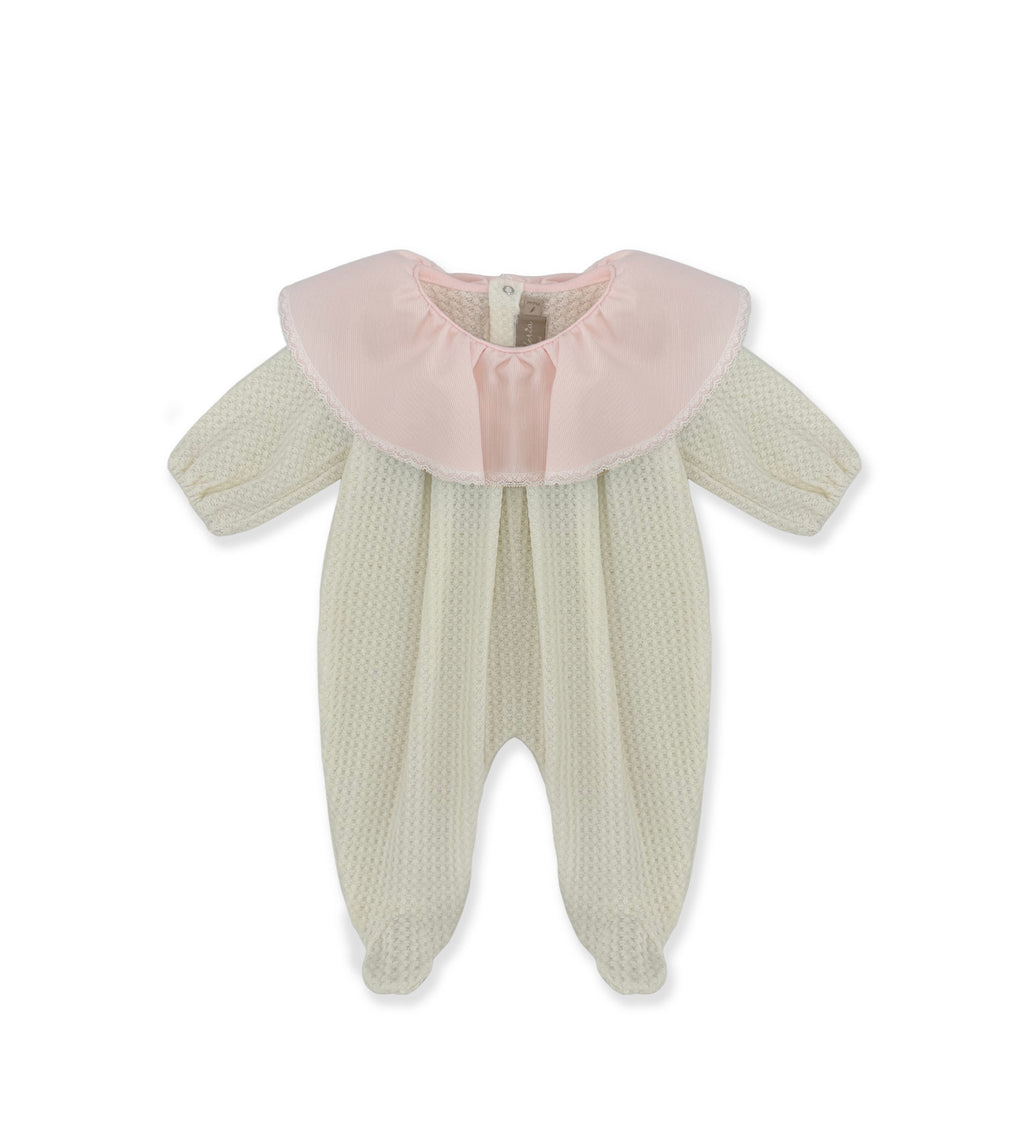 La Stupenderia PINK VOULANT NECK SWEATER OVERALL