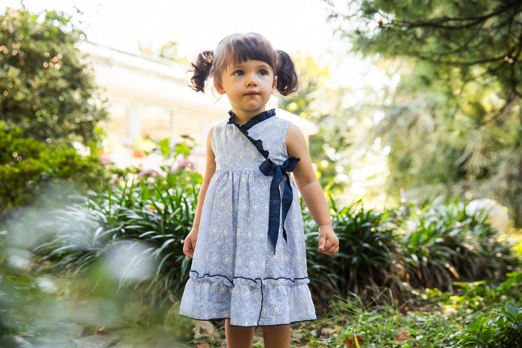 La Stupenderia BLUE STRIPED DRESS AND EMBROIDERIES