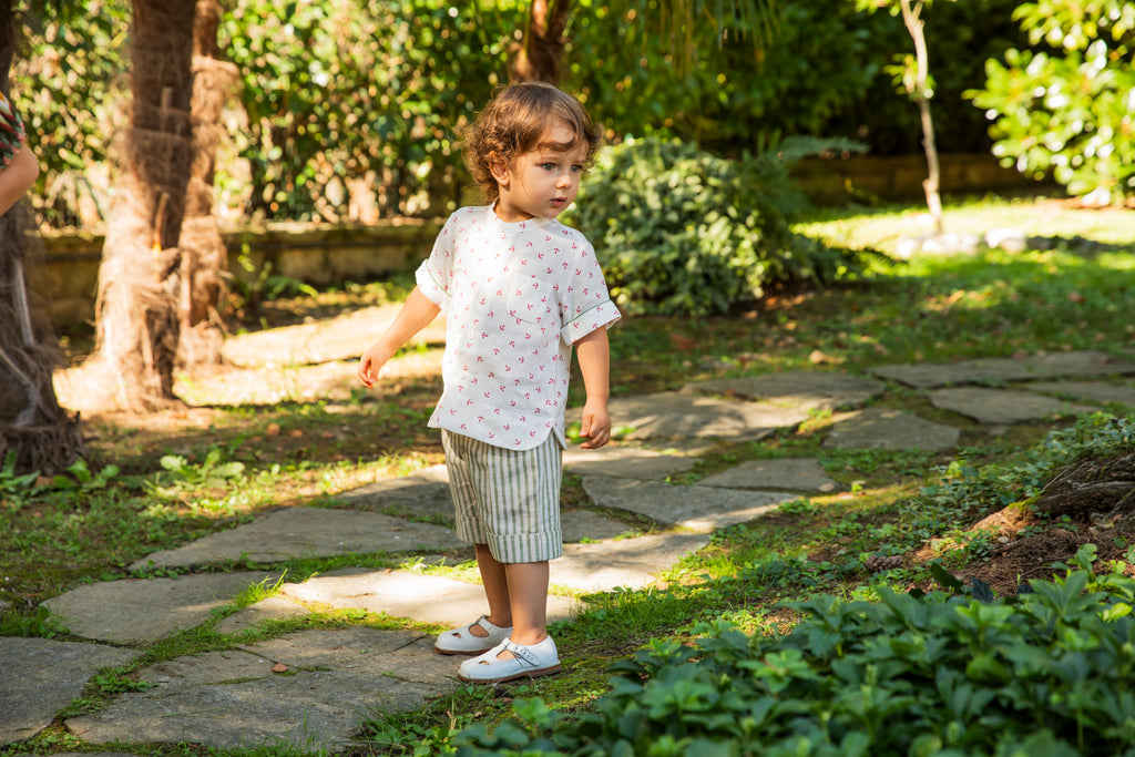 La Stupenderia CAMICIA LINO CON ANCORE ROSSE