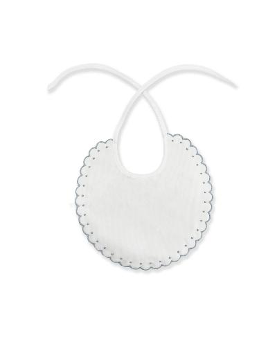 BAVAGLINO BIANCO CON RICAMI AZZURRI