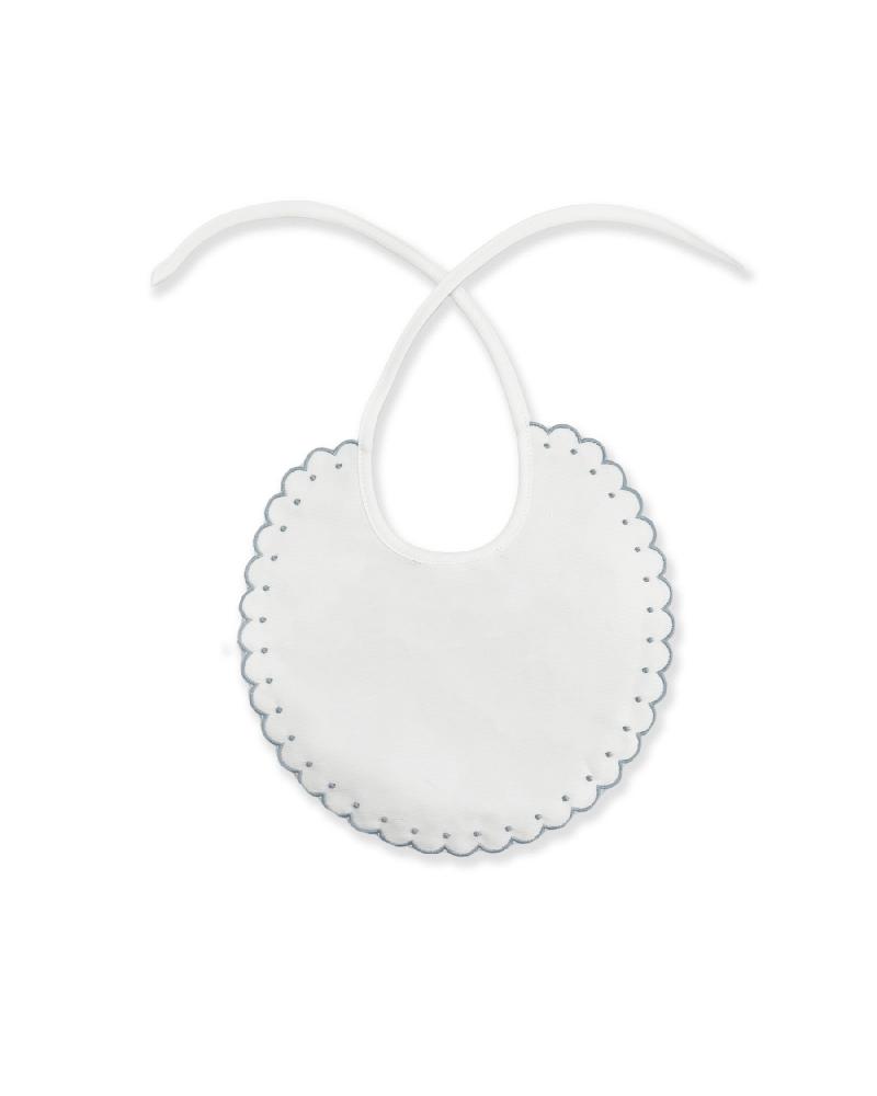 BAVAGLINO BIANCO CON RICAMI AZZURRI