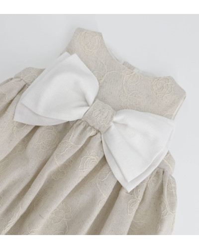 PAGLIACCETTO IN LINO BEIGE RICAMATO