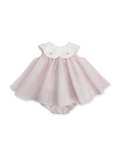 ABITINO IN LINO ROSA RICAMATO