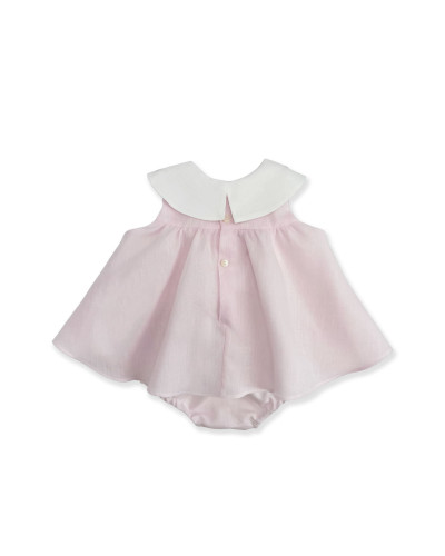 ABITINO IN LINO ROSA RICAMATO