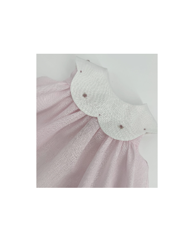 ABITINO IN LINO ROSA RICAMATO