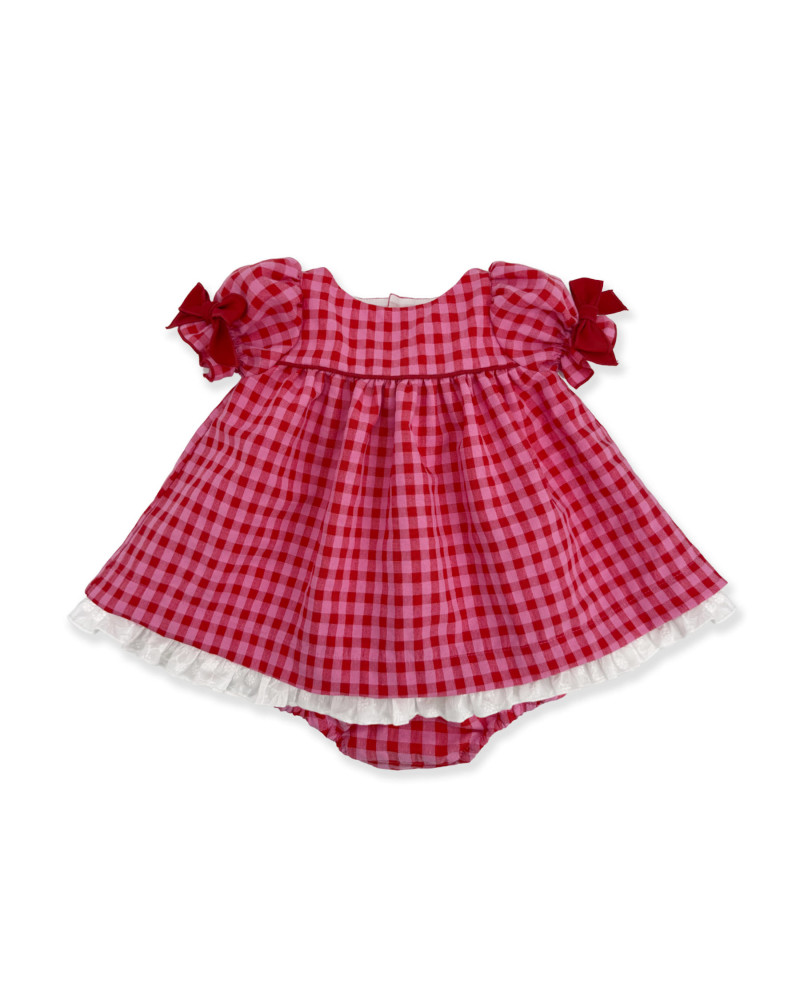 ABITINO A QUADRETTI ROSA E ROSSI