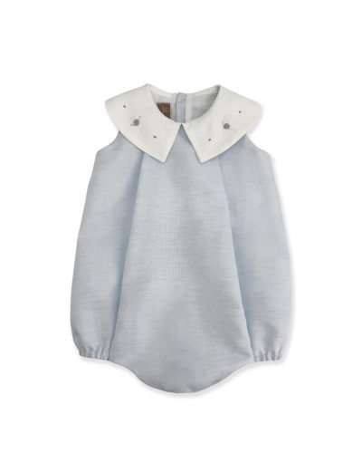 PAGLIACCETTO AZZURRO CON COLLO RICAMATO