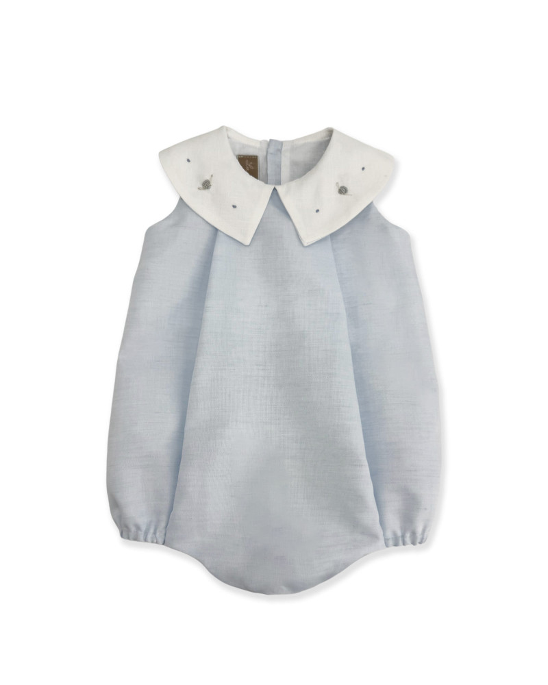 PAGLIACCETTO AZZURRO CON COLLO RICAMATO