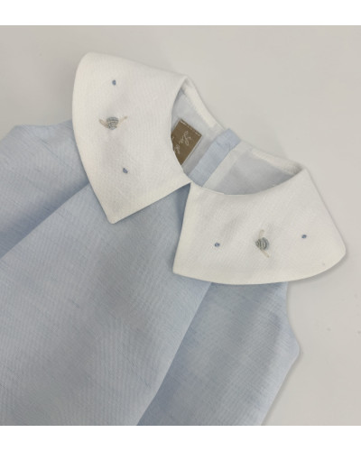 PAGLIACCETTO AZZURRO CON COLLO RICAMATO