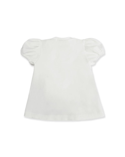 T-SHIRT CON FIOCCO A FIORI ROSA