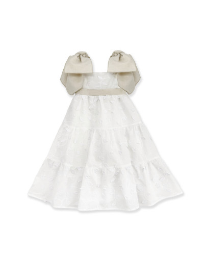 ABITO BIANCO RICAMATO CON FIOCCHI