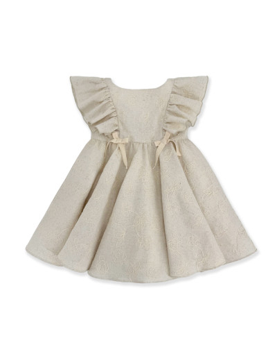 ABITO IN LINO BEIGE RICAMATO