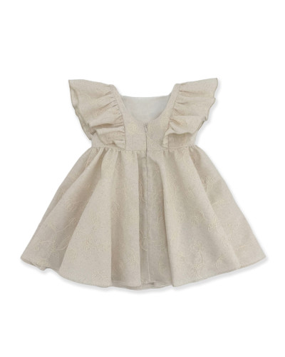 ABITO IN LINO BEIGE RICAMATO