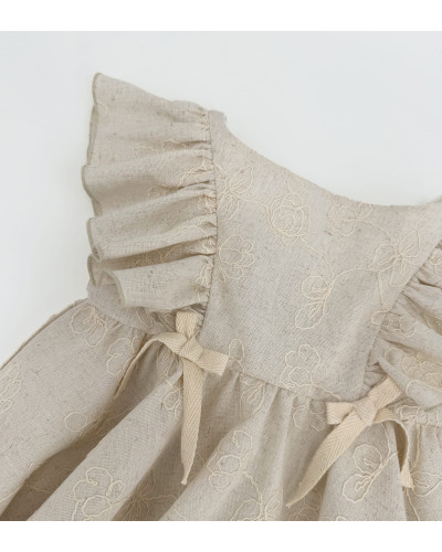 ABITO IN LINO BEIGE RICAMATO