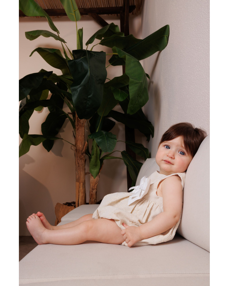 PAGLIACCETTO IN LINO BEIGE RICAMATO