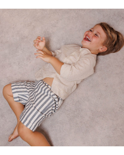 BERMUDA A RIGHE BEIGE