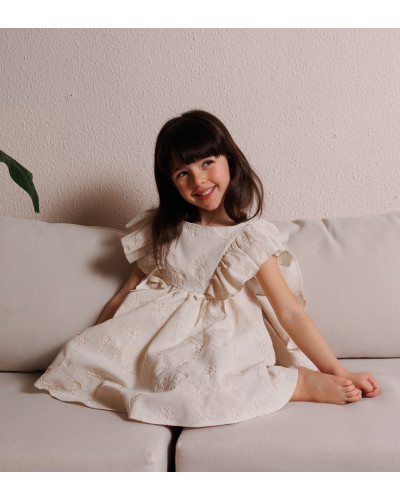 ABITO IN LINO BEIGE RICAMATO