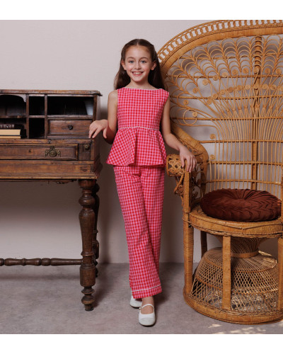 COMPLETO QUADRETTI ROSSI E ROSA