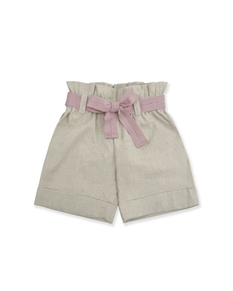 BERMUDA BEIGE CON CINTURA