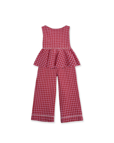 COMPLETO QUADRETTI ROSSI E ROSA