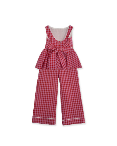 COMPLETO QUADRETTI ROSSI E ROSA