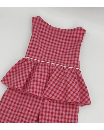 COMPLETO QUADRETTI ROSSI E ROSA