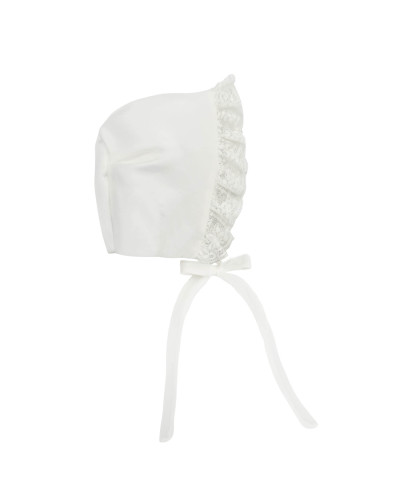 WHITE SILK BONNET