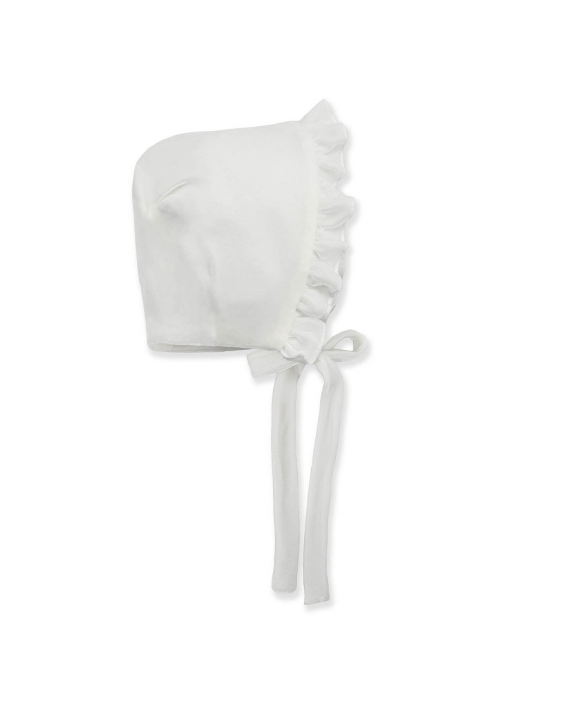WHITE VELVET SILK BONNET